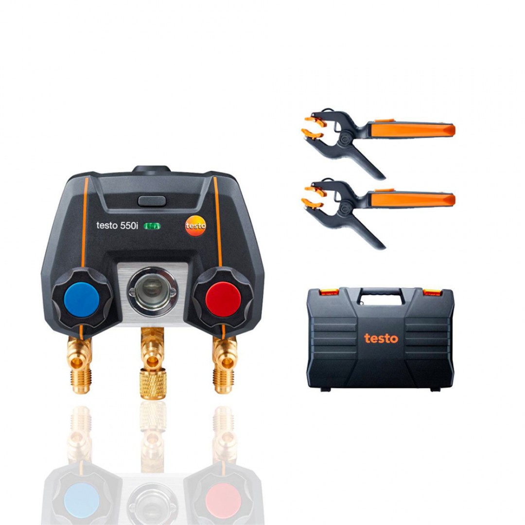 Imagen Set puente de manómetro Smart digital testo 550i - Con 2 sondas de pinza inalámbricas y App para smartphone/tablet