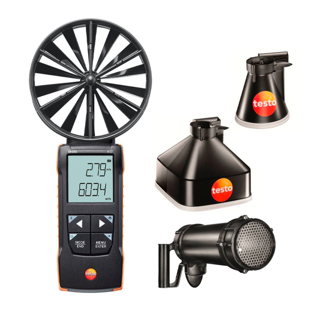 Imagen Anemómetro testo 417 Set 2 - Set con conos, estabilizador de caudal y conectividad a App