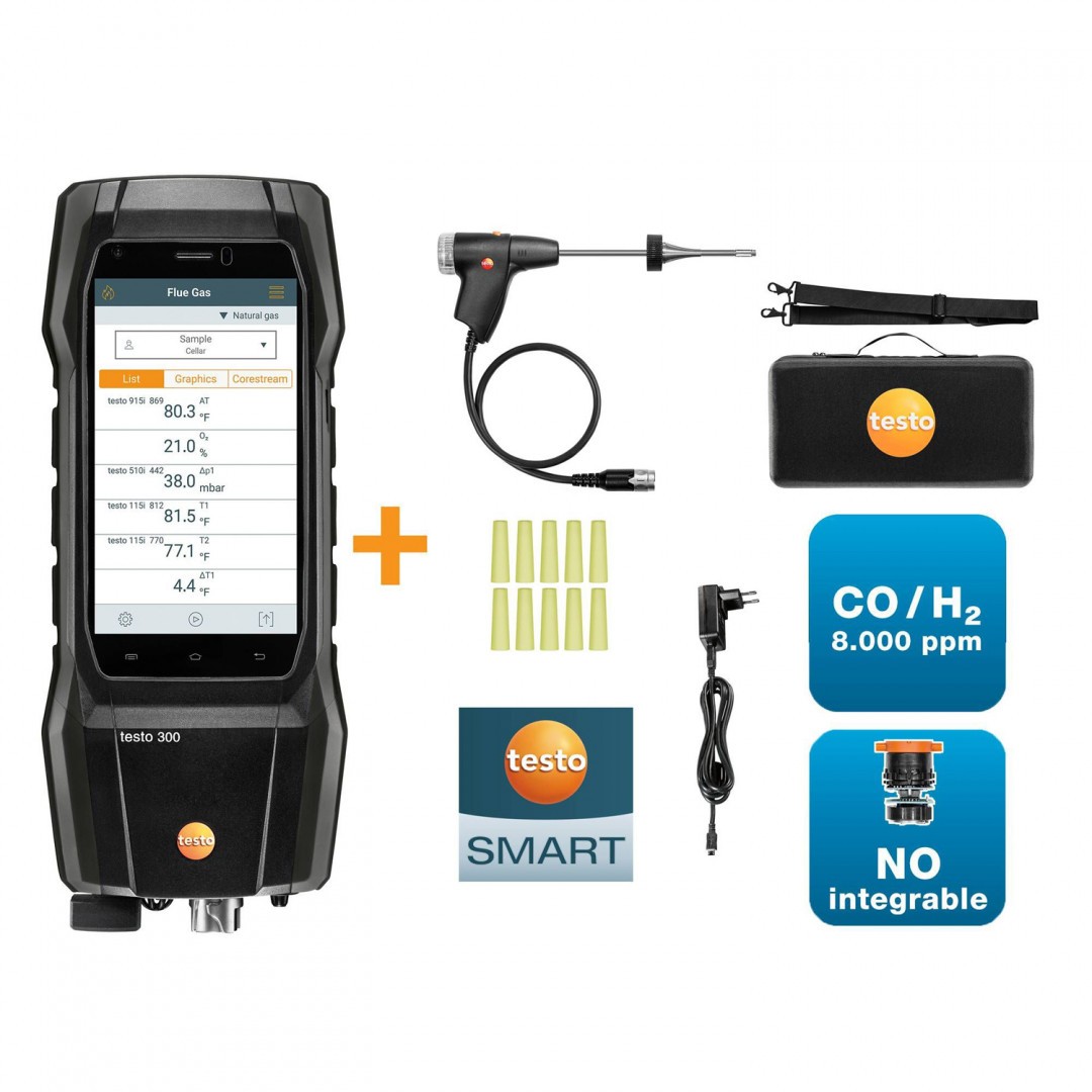 Imagen Set analizador de combustión testo 300 - Con sonda compacta